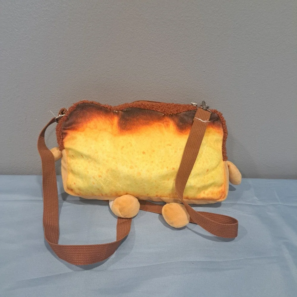 Plush Burnt Toast Character‎ Crossbody Bag Brown Yellow Bag Whimsy Kidcore